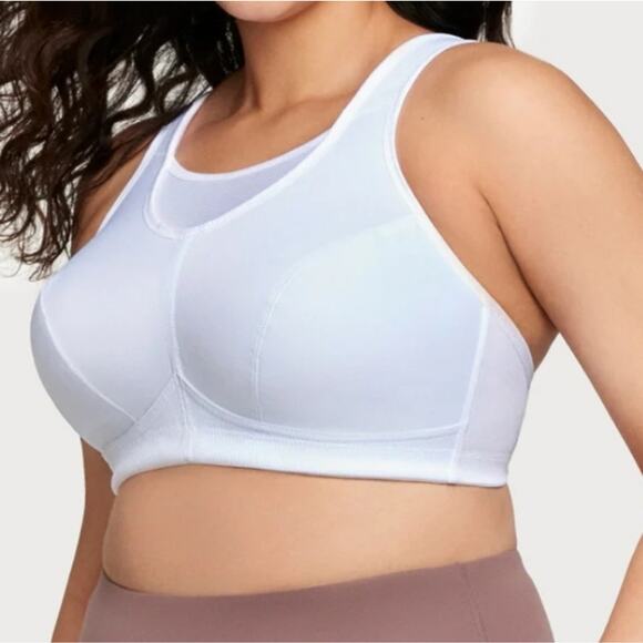 Glamorise Sports Bra 50C White Wireless No Bounce Camisole CH991 Back Closure - Picture 1 of 4